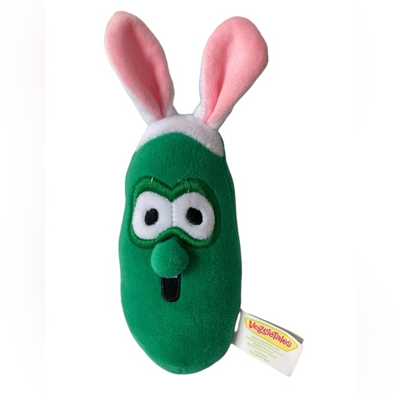 VeggieTales Larry the Cucumber with Bunny Ears 7” Easter Plush 2018 Big Idea - Picture 1 of 11